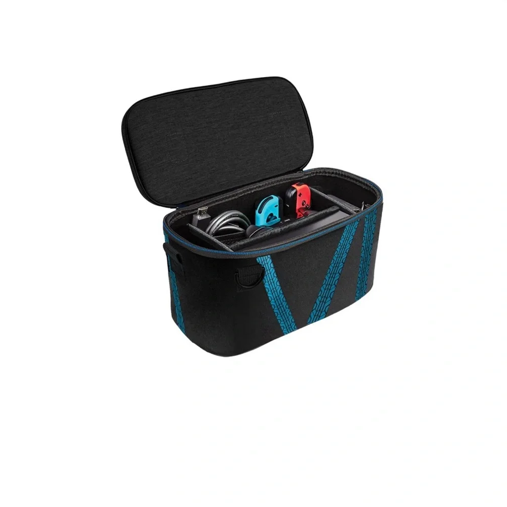 Black and Blue VR AR Accessory Case with Dual-Compartment Design